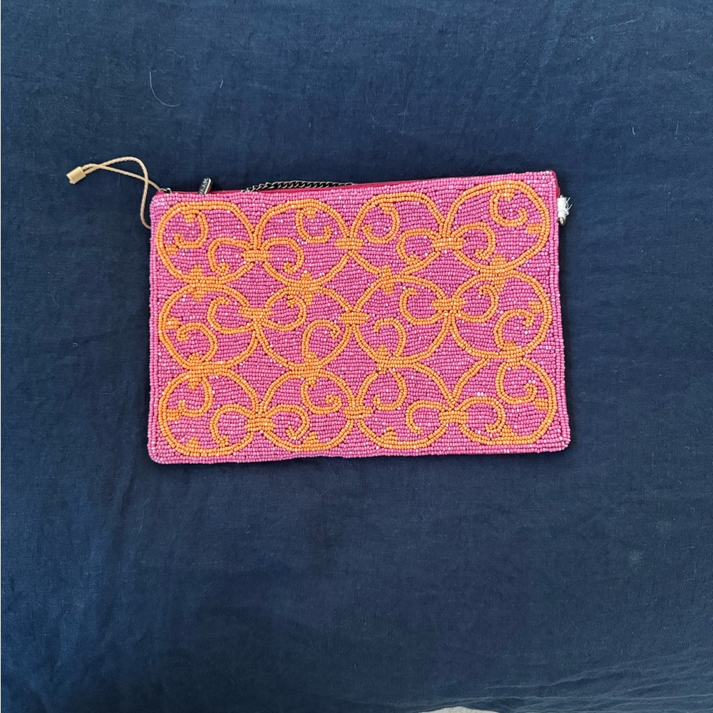 Pink and Orange Beaded Clutch